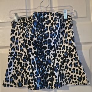 White House Black Market Blue Leopard Print Corset